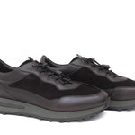 Sneakers in vitello e camoscio testa di moro e fondo gomma verde 1261PTM 74 ROSSI 