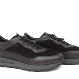 Sneakers in vitello e camoscio testa di moro e fondo gomma verde 1261PTM 74 ROSSI 