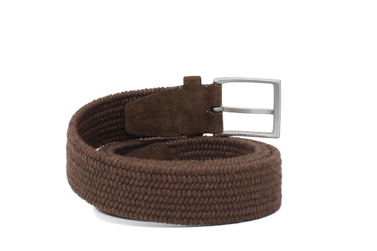 Cinta h35 con fibbia in nikel satinato con intreccio elasticizzato color marrone INTRELAMARR 122 ROSSI 