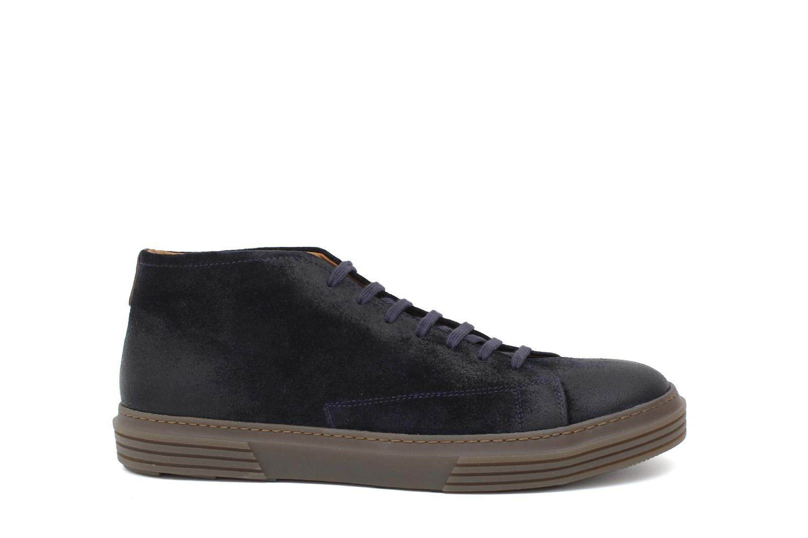 Sneakers polacchino in camoscio anticato blu con fondo in gomma 110PHSSB 388  UN ROSSI 