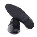 Pantofola in vernice blu scuro,  riporto in grogrein e fondo in cuoio 5902VEPBLU 478 ROSSI 