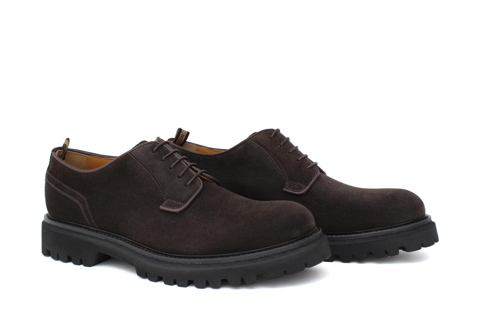 Derby in suede testa di moro con fondo in gomma roccia leggera 9265HSMO 371 ROSSI 