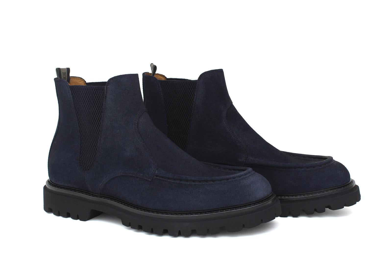 Stivaletto modello beatles in camoscio ingrassato blu e fondo in gomma leggera 881PHSSBC 128 ROSSI 
