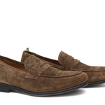 Mocassino in camoscio marrone con fondo in gomma cucita 9612GTF 371 ROSSI 