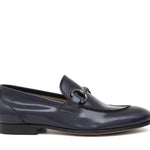 Mocassino con accessorio in vitello sfoderato blu con fondo in cuoio antiscivolo cucito blake 8681IABLU 373 ROSSI 