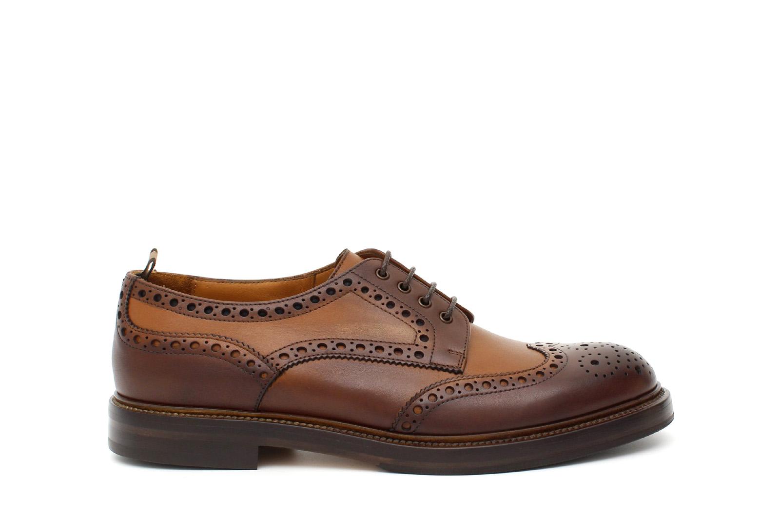 Derby stile inglese in vitello anticato color cuoio e fondo in doppio cuoio con antiscivolo 164BOC 967 ROSSI 