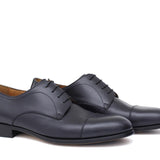 Derby con puntalino in vitellino morbido color blu con fondo cuoio antiscivolo cucito blake 212LBLU 166 ROSSI 