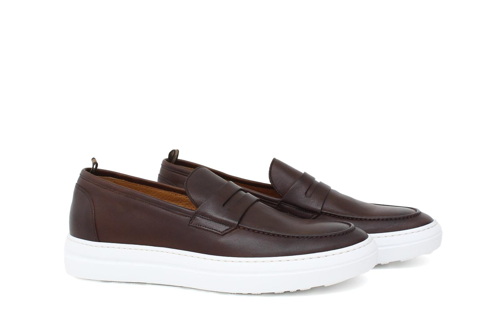 Slip on in vitello naturale marrone sfumato con fondo in gomma leggera 9688DIXCA 207 ROSSI 
