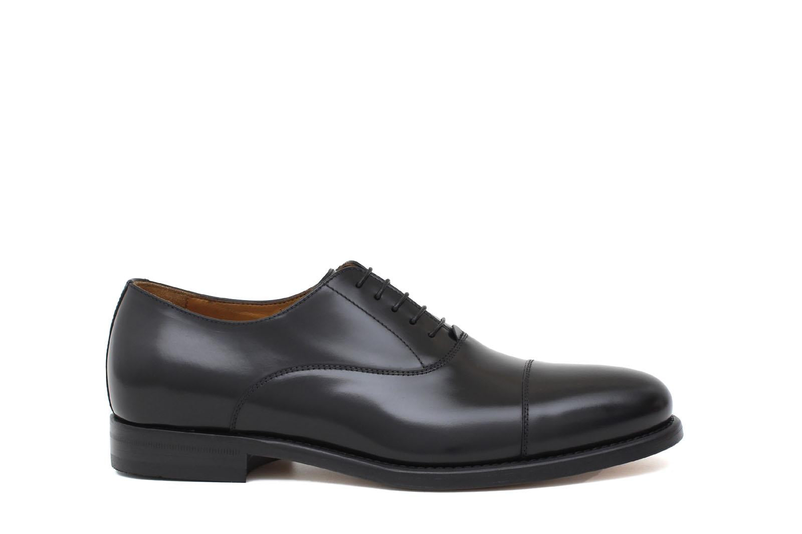 Francesina con puntalino in vitello spazzolato nero e fondo in cuoio 7695VCALN 1055 ROSSI 