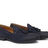 Mocassino con mappine in nabuk anticato color blu con fondo in gomma 8682GNBLU 6 ROSSI 