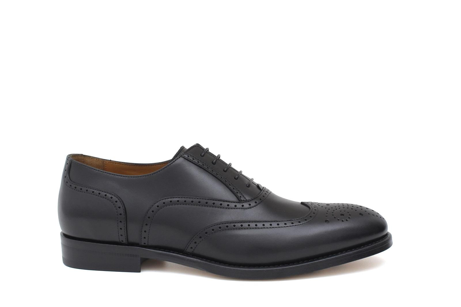 Francesina in stile inglese in vitello a pieno fiore colore nero con fondo cuoio antiscivolo 8292SERNER 1127 ROSSI 