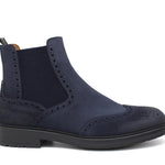 Beatles stile inglese in camoscio anticato color navy con fondo in gomma 166PCN 385 ROSSI 