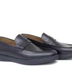 Mocassino in vitello sfoderato spazzolato blu con fondo gomma leggera 1076CBLU 72 ROSSI 