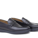Mocassino in vitello sfoderato spazzolato blu con fondo gomma leggera 1076CBLU 72 ROSSI 
