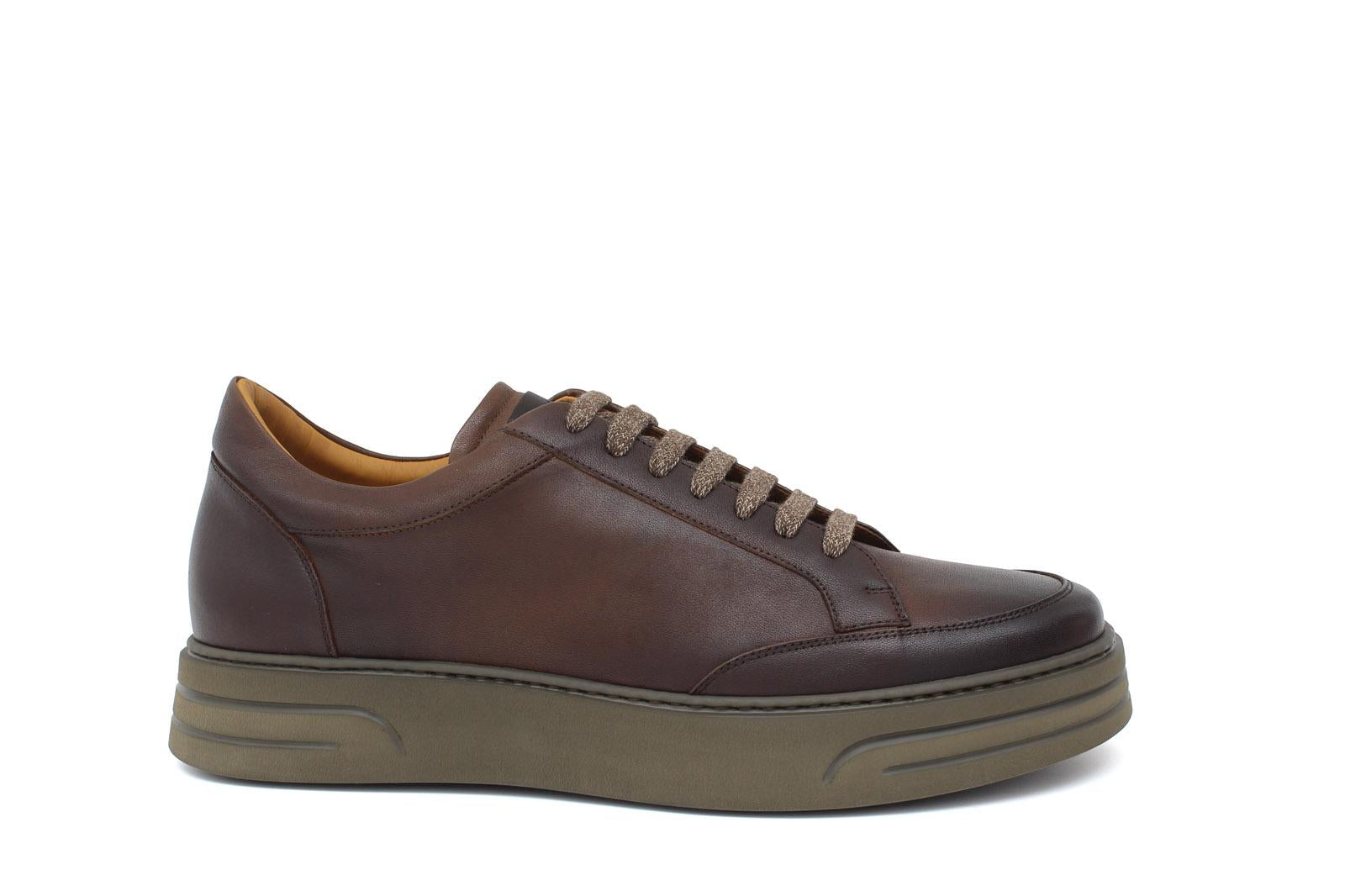 Sneakers in vitello naturale anticato marrone e fondo in gomma leggera 1254VCAS 1115 ROSSI 
