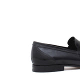 Mocassino con accessorio in canguro nero con fondo cuoio con inserti antiscivolo 1090CANNE 9 ROSSI 