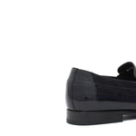 Mocassino in vernice blu scuro con riporto in raso e fondo in cuoio 8623VBLU 430 ROSSI 
