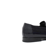 Mocassino in vernice blu scuro con riporto in raso e fondo in cuoio 8623VBLU 430 ROSSI 