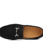 Mocassino tubolare in camoscio nero con fondo in cuoio antiscivolo cucito blake 9660CFLNE 30 ROSSI 