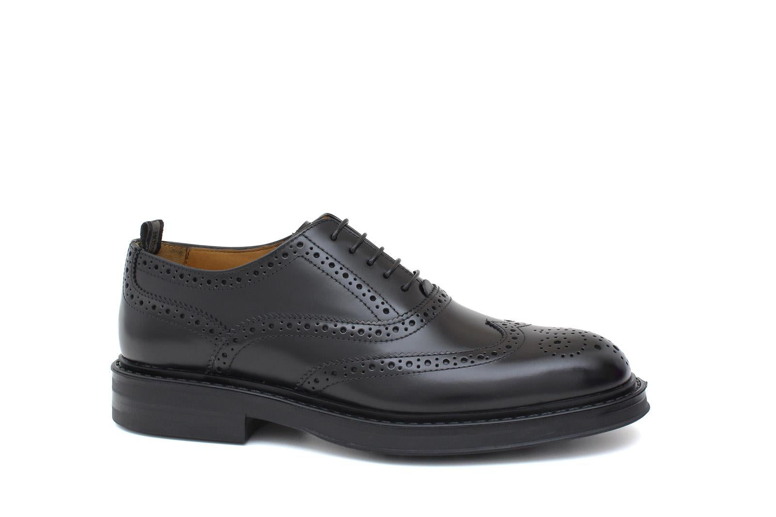 Derby donna stile inglese in vitello spazzolato nero e fondo in gomma cucito D216GCNER 24 ROSSI 