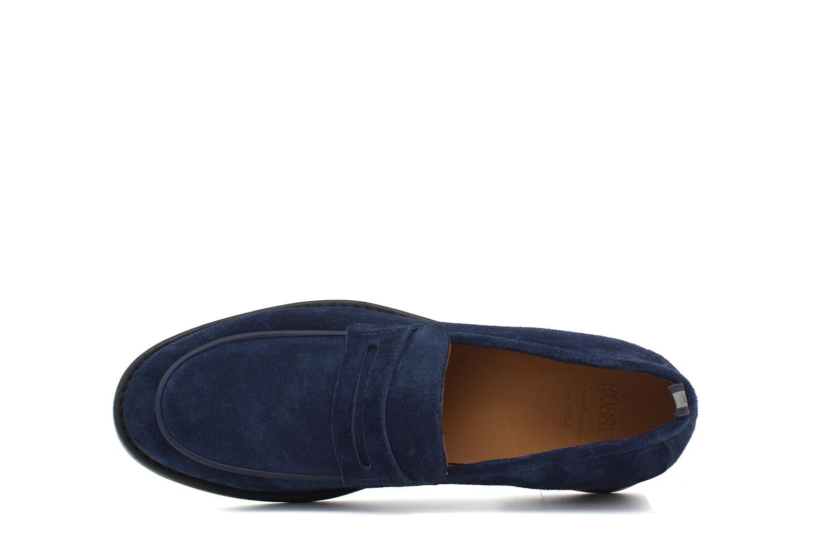 Mocassino in camoscio navy con fondo in gomma cucito blake 639FLOOLT 411 ROSSI 